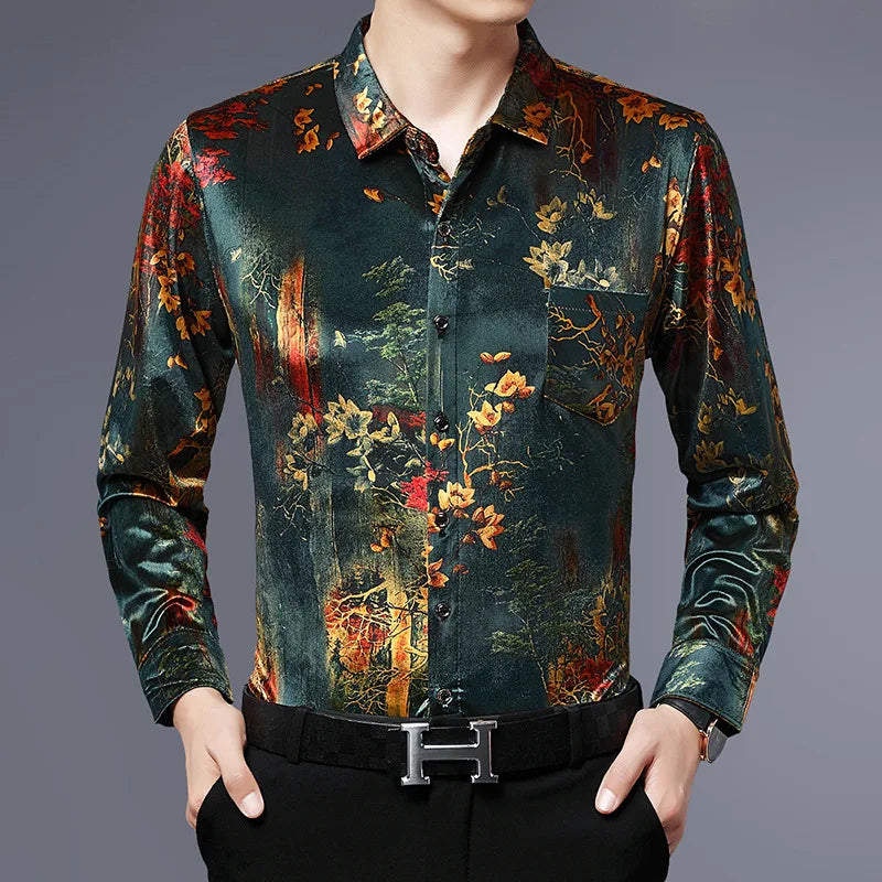 Exquisite Digital 3D Printed Fashion Casual Long Sleeve Shirt Men Spring High Quality Smooth Silky Comfortable Camisas De Hombre