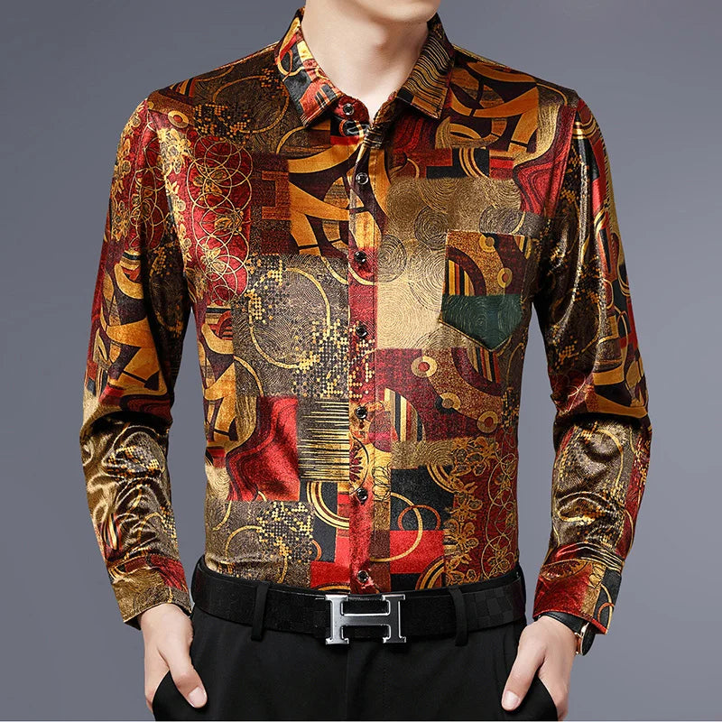 Exquisite Digital 3D Printed Fashion Casual Long Sleeve Shirt Men Spring High Quality Smooth Silky Comfortable Camisas De Hombre