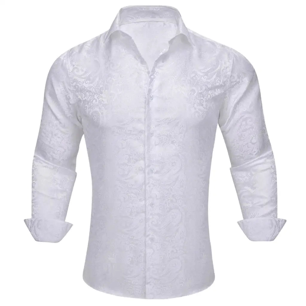 Luxury Mens Shirts Long Sleeve Blue Gold Red Paisley Spring Autumn Slim Fit Male Blouses Casual Lapel Tops