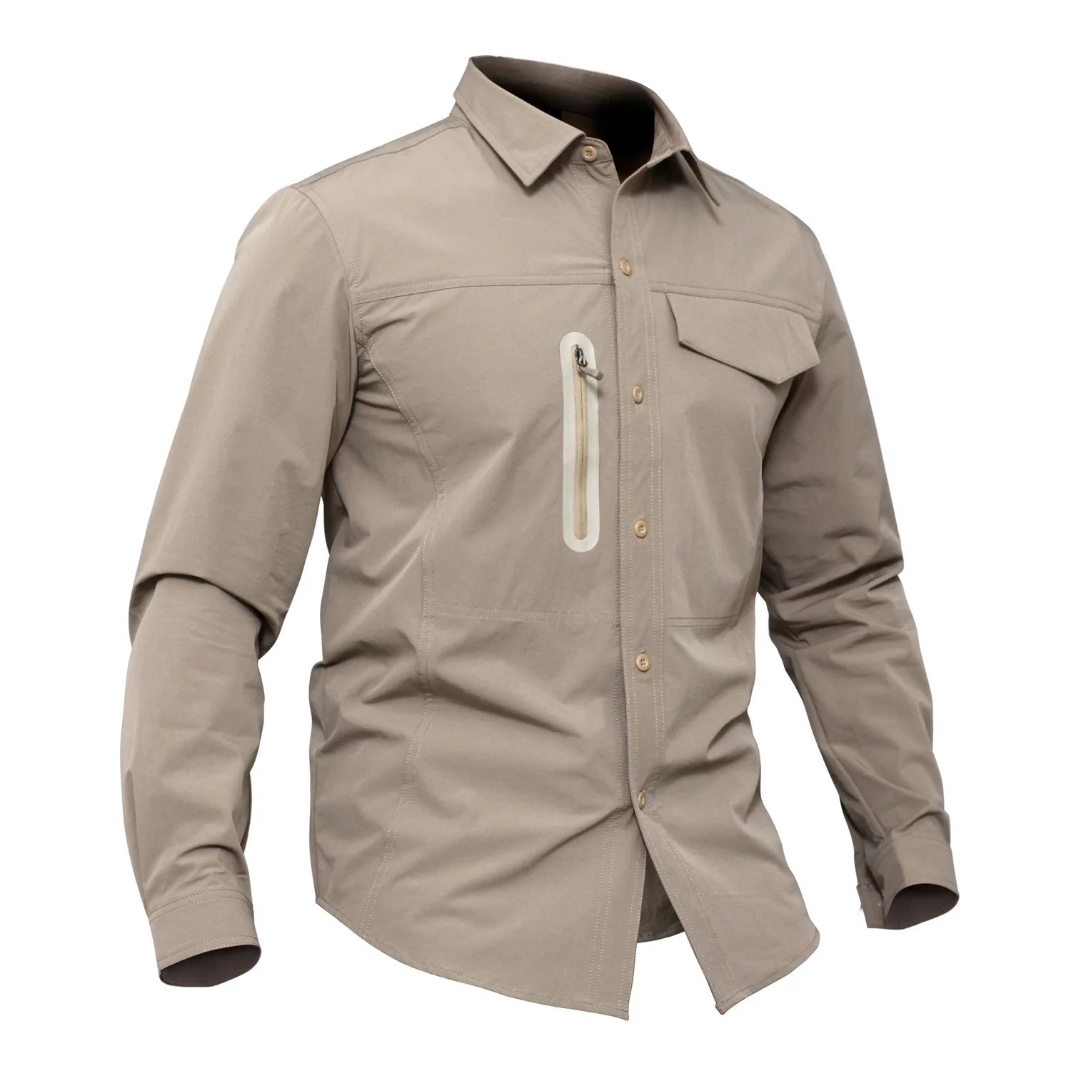 Stretch Men's Shirt Multiple Pockets Quick Drying Shirts High Quality Male Elastic Tooling Shirt Men Clothing Casual Shirts AF54