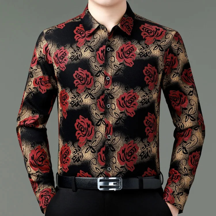 Exquisite Digital 3D Printed Fashion Casual Long Sleeve Shirt Men Spring High Quality Smooth Silky Comfortable Camisas De Hombre