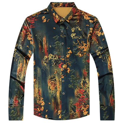 Exquisite Digital 3D Printed Fashion Casual Long Sleeve Shirt Men Spring High Quality Smooth Silky Comfortable Camisas De Hombre