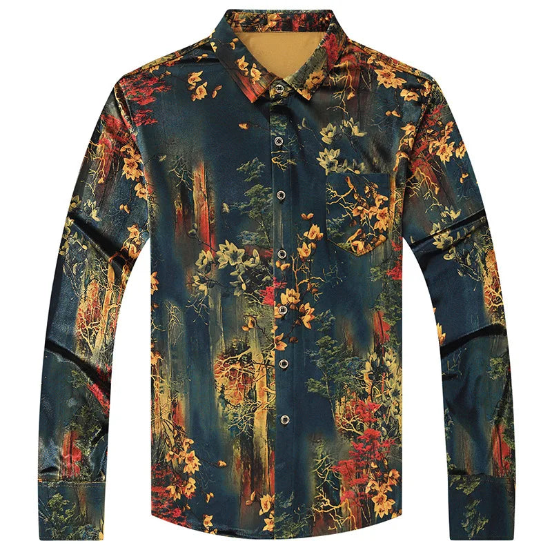 Exquisite Digital 3D Printed Fashion Casual Long Sleeve Shirt Men Spring High Quality Smooth Silky Comfortable Camisas De Hombre
