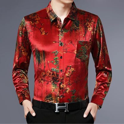 Exquisite Digital 3D Printed Fashion Casual Long Sleeve Shirt Men Spring High Quality Smooth Silky Comfortable Camisas De Hombre