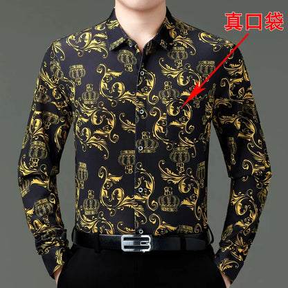 Exquisite Digital 3D Printed Fashion Casual Long Sleeve Shirt Men Spring High Quality Smooth Silky Comfortable Camisas De Hombre