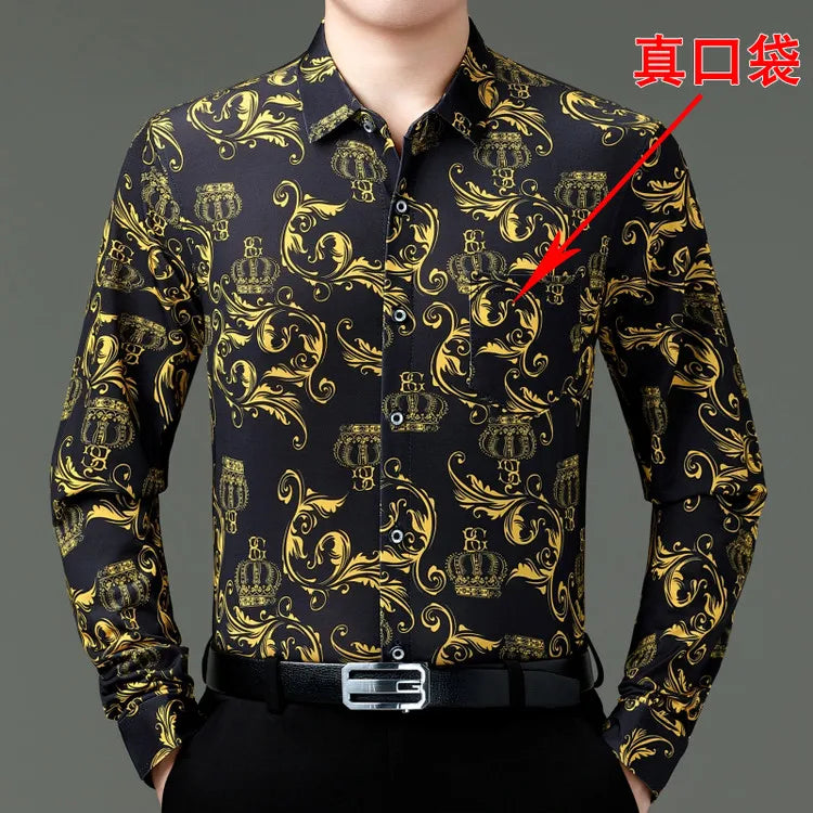 Exquisite Digital 3D Printed Fashion Casual Long Sleeve Shirt Men Spring High Quality Smooth Silky Comfortable Camisas De Hombre