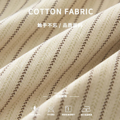 Japan Fashion Style High Quality 100% Cotton Striped Corduroy Shirts for Men Autumn Spring Long Sleeve Loose Workwear Tops Coats