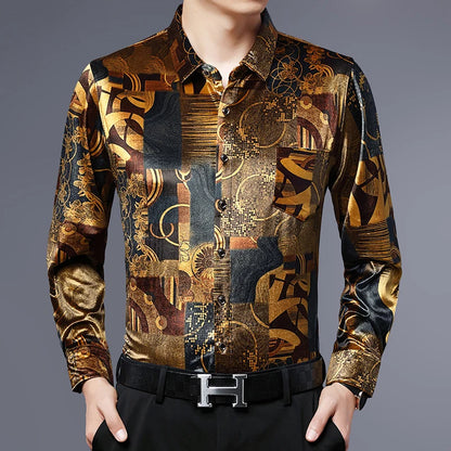 Exquisite Digital 3D Printed Fashion Casual Long Sleeve Shirt Men Spring High Quality Smooth Silky Comfortable Camisas De Hombre