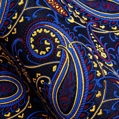 Luxury Mens Shirts Long Sleeve Blue Gold Red Paisley Spring Autumn Slim Fit Male Blouses Casual Lapel Tops