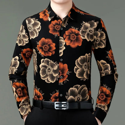 Exquisite Digital 3D Printed Fashion Casual Long Sleeve Shirt Men Spring High Quality Smooth Silky Comfortable Camisas De Hombre