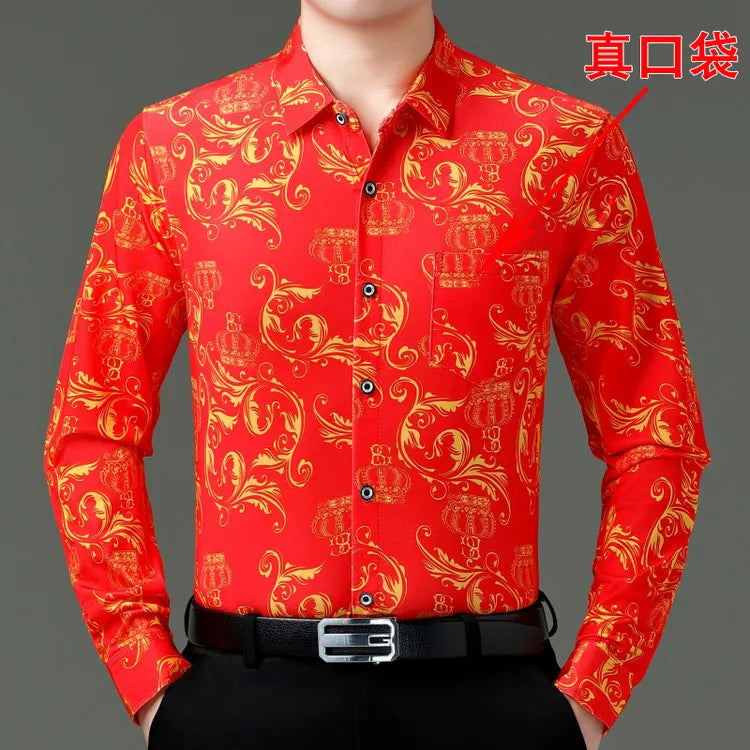 Exquisite Digital 3D Printed Fashion Casual Long Sleeve Shirt Men Spring High Quality Smooth Silky Comfortable Camisas De Hombre