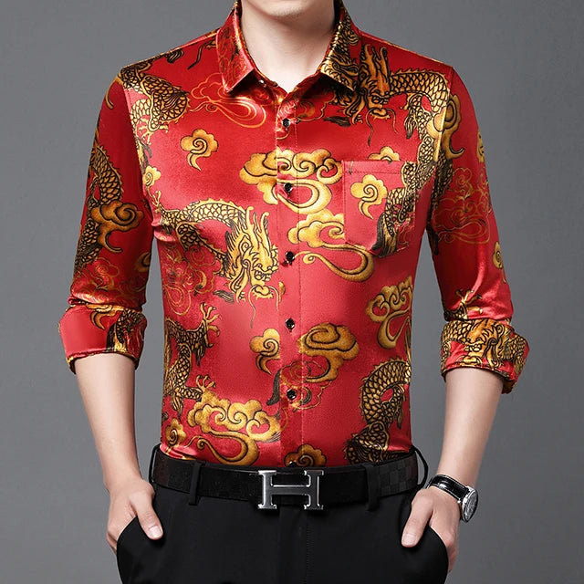 Exquisite Digital 3D Printed Fashion Casual Long Sleeve Shirt Men Spring High Quality Smooth Silky Comfortable Camisas De Hombre