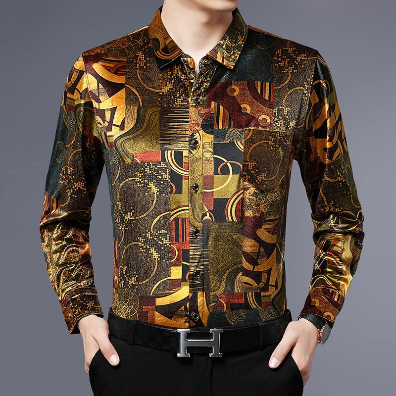 Exquisite Digital 3D Printed Fashion Casual Long Sleeve Shirt Men Spring High Quality Smooth Silky Comfortable Camisas De Hombre