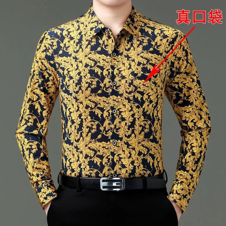 Exquisite Digital 3D Printed Fashion Casual Long Sleeve Shirt Men Spring High Quality Smooth Silky Comfortable Camisas De Hombre
