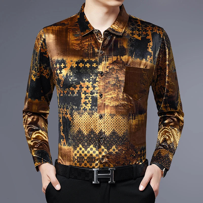 Exquisite Digital 3D Printed Fashion Casual Long Sleeve Shirt Men Spring High Quality Smooth Silky Comfortable Camisas De Hombre
