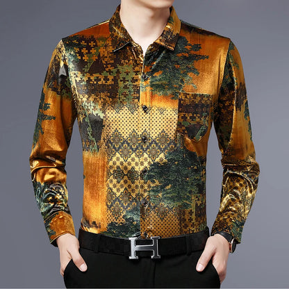 Exquisite Digital 3D Printed Fashion Casual Long Sleeve Shirt Men Spring High Quality Smooth Silky Comfortable Camisas De Hombre