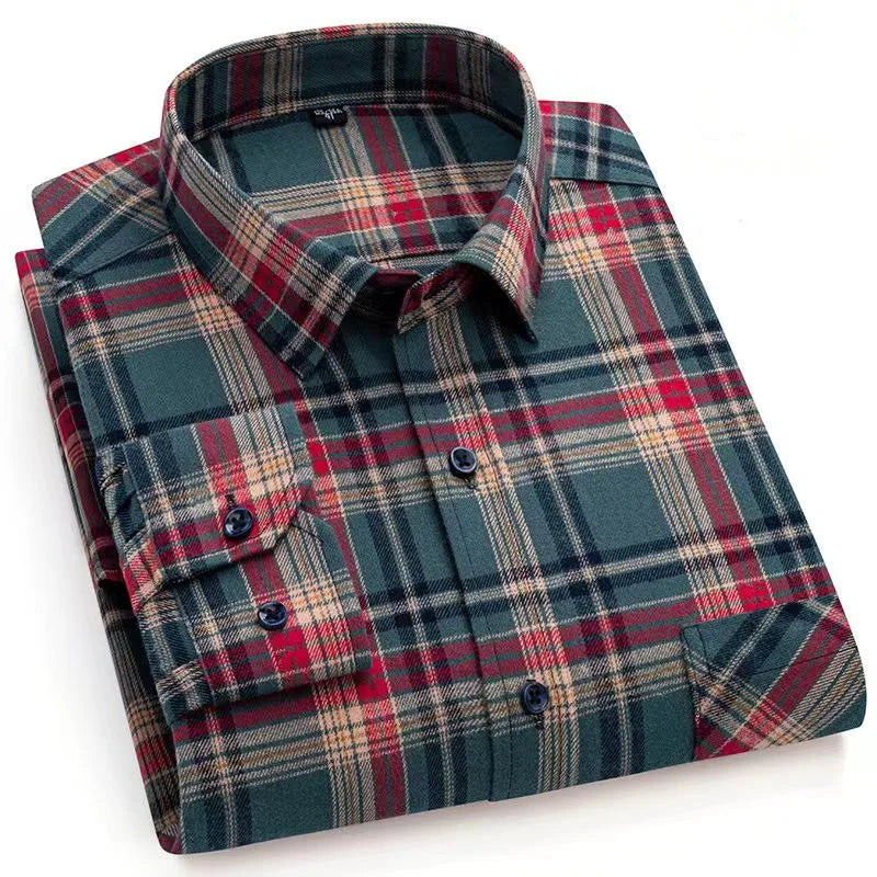 New Design Plaid Shirts For Men 100% Cotton Brushed Casual Spring Soft Regular Fit Versatile Stylish Multiple Colors Outdoor Top