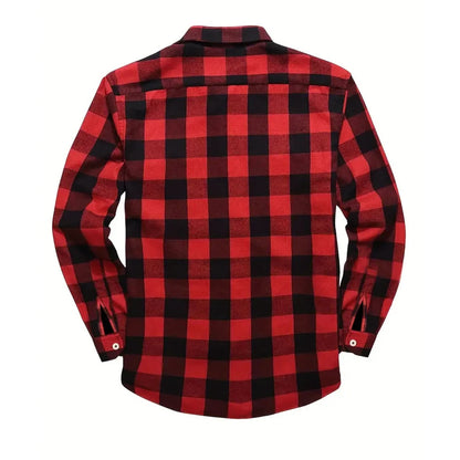 New Plaid Flannel Shirt for Men Long Sleeve Casual Shirts Spring Autumn Button -up 2-Pocket Colthing Tops Classic Men's Shirts