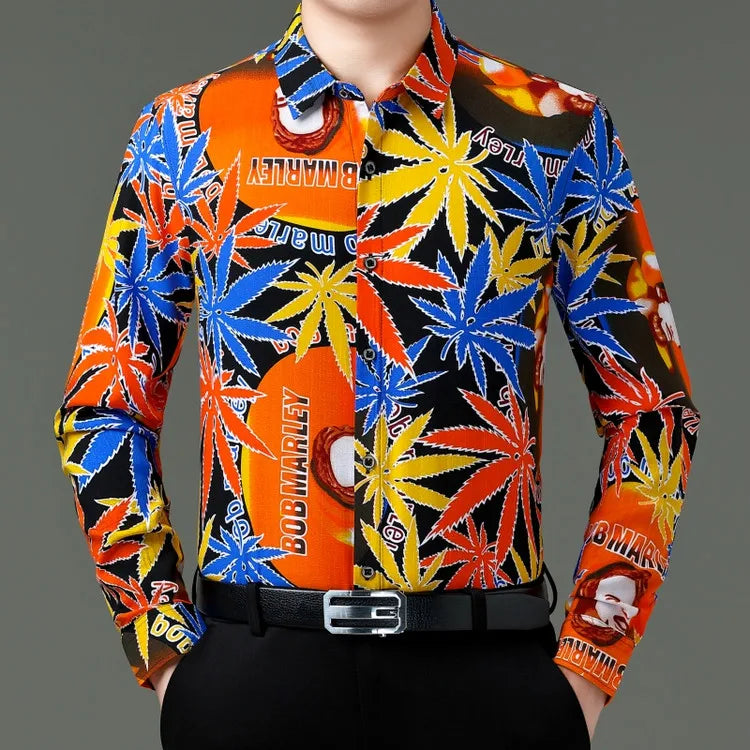 Exquisite Digital 3D Printed Fashion Casual Long Sleeve Shirt Men Spring High Quality Smooth Silky Comfortable Camisas De Hombre