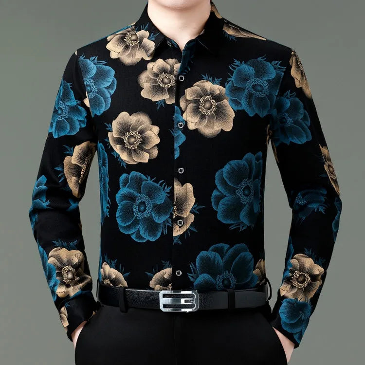 Exquisite Digital 3D Printed Fashion Casual Long Sleeve Shirt Men Spring High Quality Smooth Silky Comfortable Camisas De Hombre