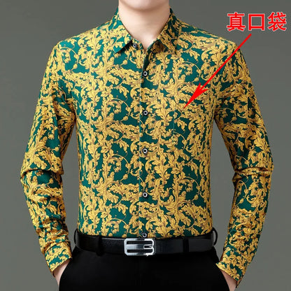 Exquisite Digital 3D Printed Fashion Casual Long Sleeve Shirt Men Spring High Quality Smooth Silky Comfortable Camisas De Hombre